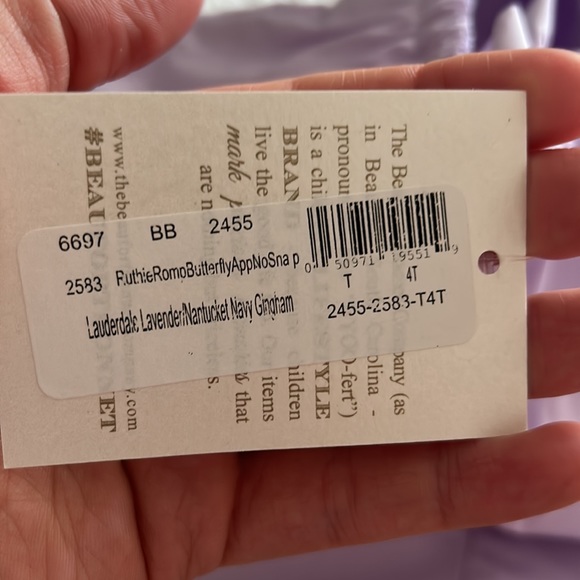 TBBC lavender butterfly romper 4T - Picture 3 of 3